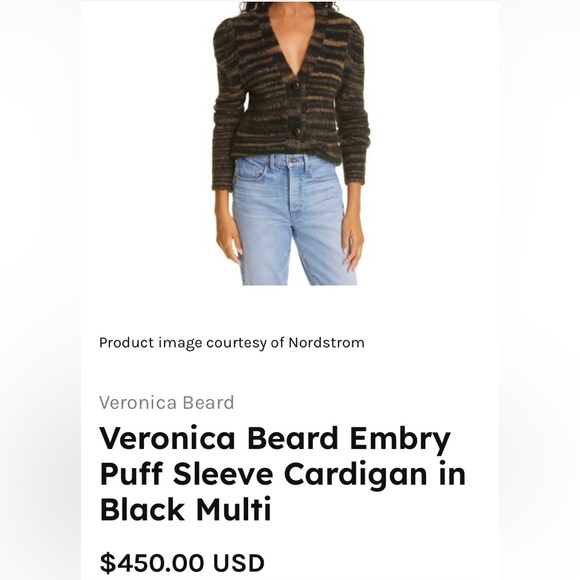 Veronica Beard Embry Puff Sleeve Cardigan - Picture 15 of 15